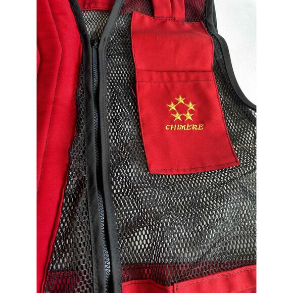 Chimere Shooting Vest Red Black Mesh Padded Trap Skeet Clay Shooting Gear Large - Picture 6 of 12